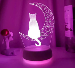 3D Acrylic LED Moon Cat Figure Table Lamp - Shades Array