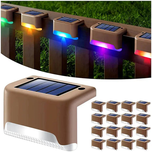 16 Pack Solar Deck Lights LED Waterproof Outdoor Solar Powered  LED Step Lights For Decks Stairs Patio Path Yard Garden Decor Shades Array
