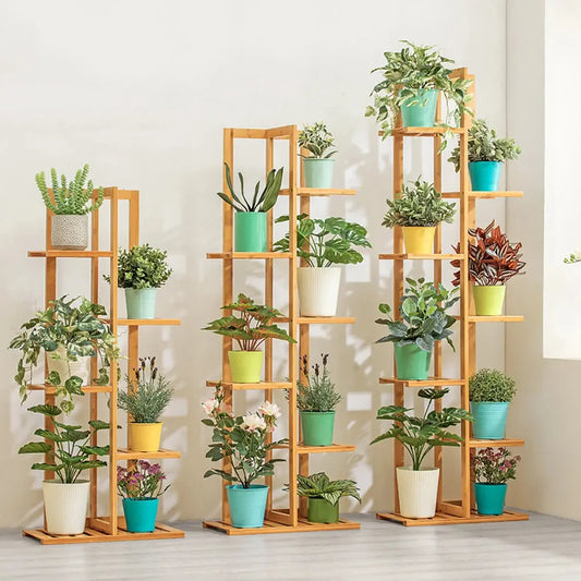 Bamboo 5 / 6  Tier  Plant Stand Rack Multiple Flower Pot Holder Shelf Indoor Outdoor Planter Display Shelving Unit for Patio Shades Array