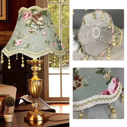 European Style Table Lamp Shade Fabric Fringe Beads Lace Wall Lamp Table Lampcover Decor Floor Lamp Dust Cover Home Decoration Shades Array
