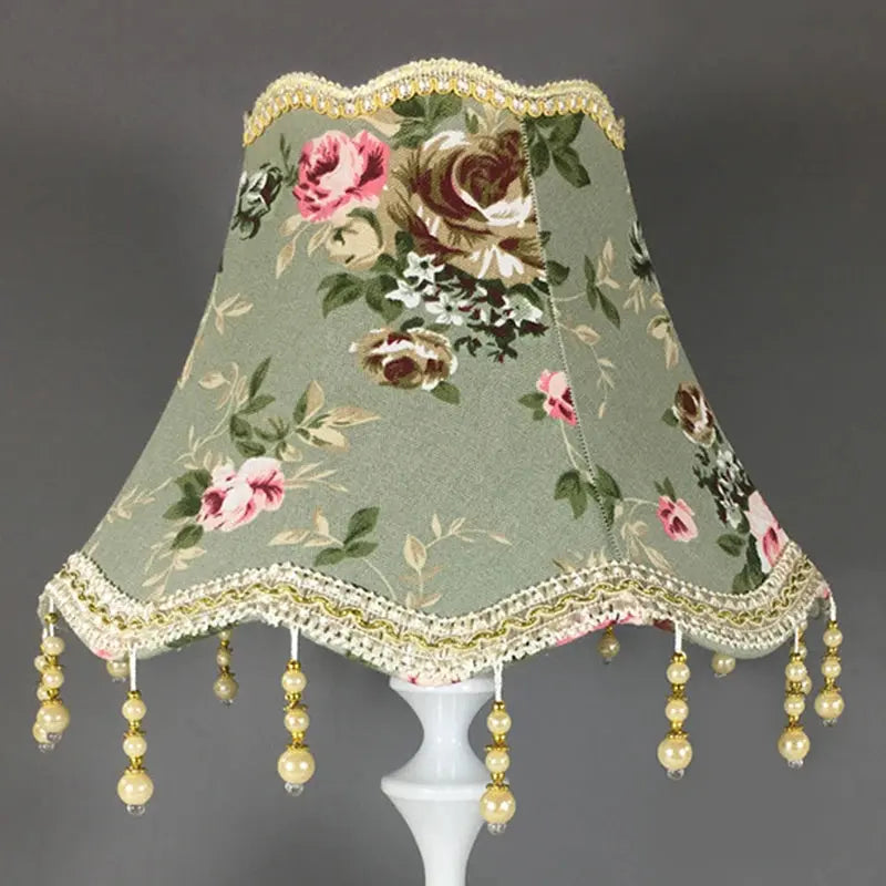 European Style Cloth Table Lamp Shade with Beads - Shades Array
