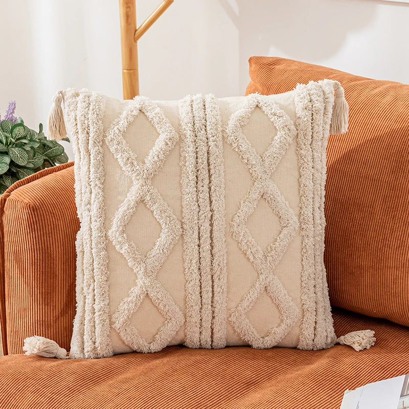 Boho Decoration Cushion Cover 45x45cm/30x50cm Nature Cotton Pillow Cover Tassels Square Home Decoration for living Room Bed Room Shades Array