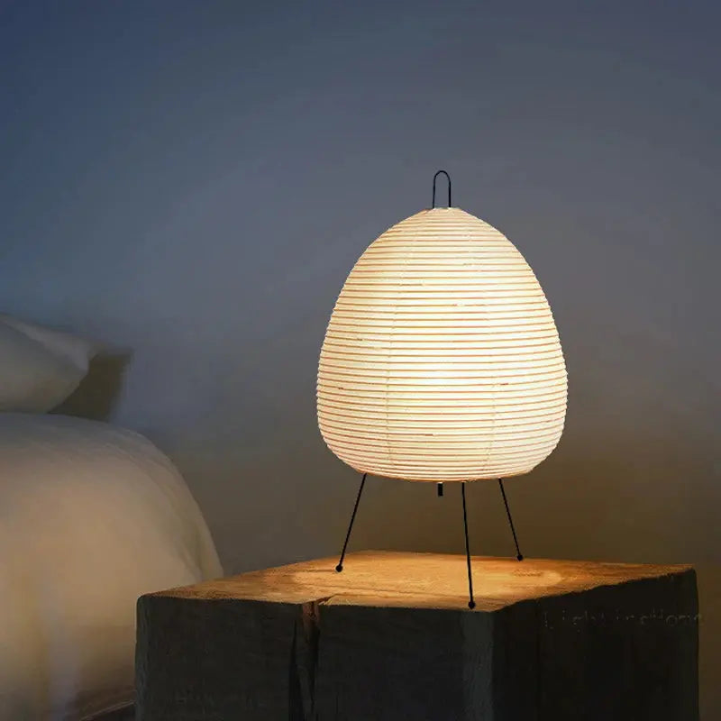 Japanese Design Akari Wabi-sabi Yong Table Lamp Printed Rice Paper Lamp Bedroom Desktop Decoration Table Lamp Drop Shipping ShadesArray
