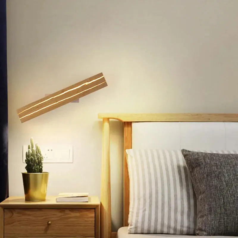 LED Wall Lamp Nordic Solid Wood Rotatable Wall Light to Bedroom Bedside Hotel Room Decor Sconces Lighting Simple Home Decors бра Shades Array