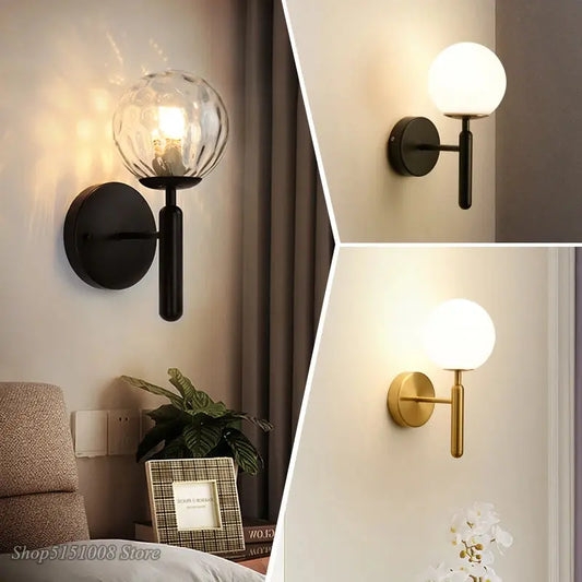 Nordic Modern Wall Lamp Bedroom Beside Glass Ball LED Wall Lights Wandlamp Bathroom Mirror Stair Lights Aisle Lighting Fixtures ShadesArray