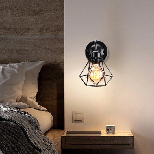 Industrial Vintage LED Wall Light Retro Loft Wall Lamp E27 Iron Lampshade Cage Sconce Modern Indoor Bedside Lighting Wandlamp Shades Array