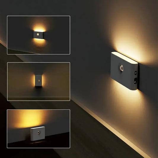 Smart Linkage Motion Sensor Night Light Rechargeable Wireless Magnetic LED Induction Lamp Wall Home Bedroom Kitchen Staircase ShadesArray