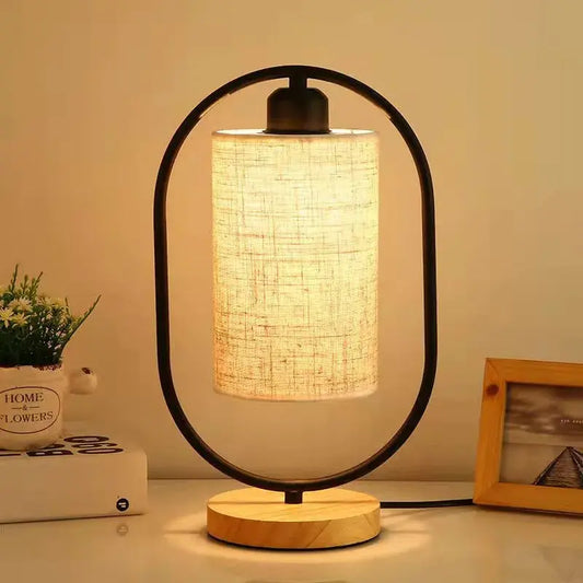 Wooden Table Lamp New Chinese Style Bedside Light LED Fabric Vintage Desk Lights for Living Room Study Room Decorative ShadesArray